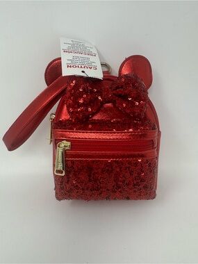 NWT Loungefly Minnie Mouse Red Sequin Wristlet belt bag